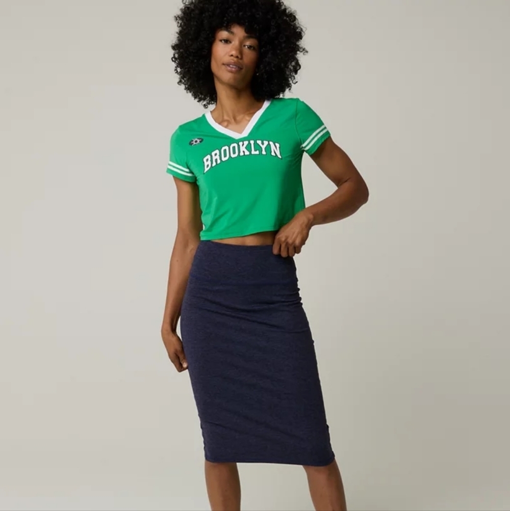 Offline by Aerie The Hugger Midi Skirt - Hi Rise - Royal Navy